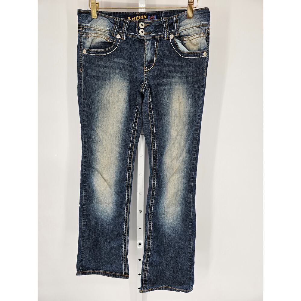 Angles Jeans Womens Blue Blended Fiber Straight Leg Designed Pocket Jeans Size 9